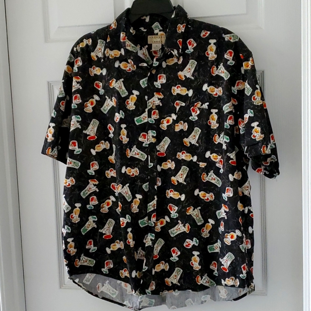 Natural Issue men's short sleeve button down shirt. XL. Black.